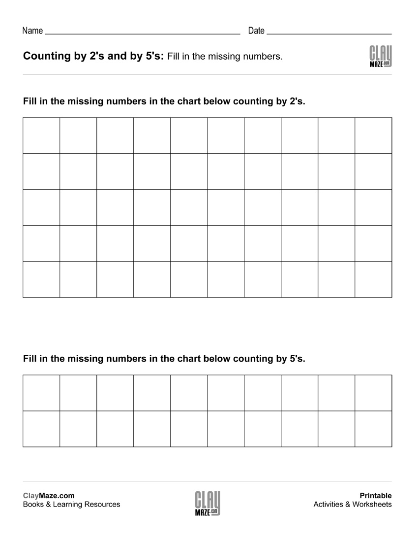 Skip Counting Worksheet â Counting By 2's And Counting By 5's
